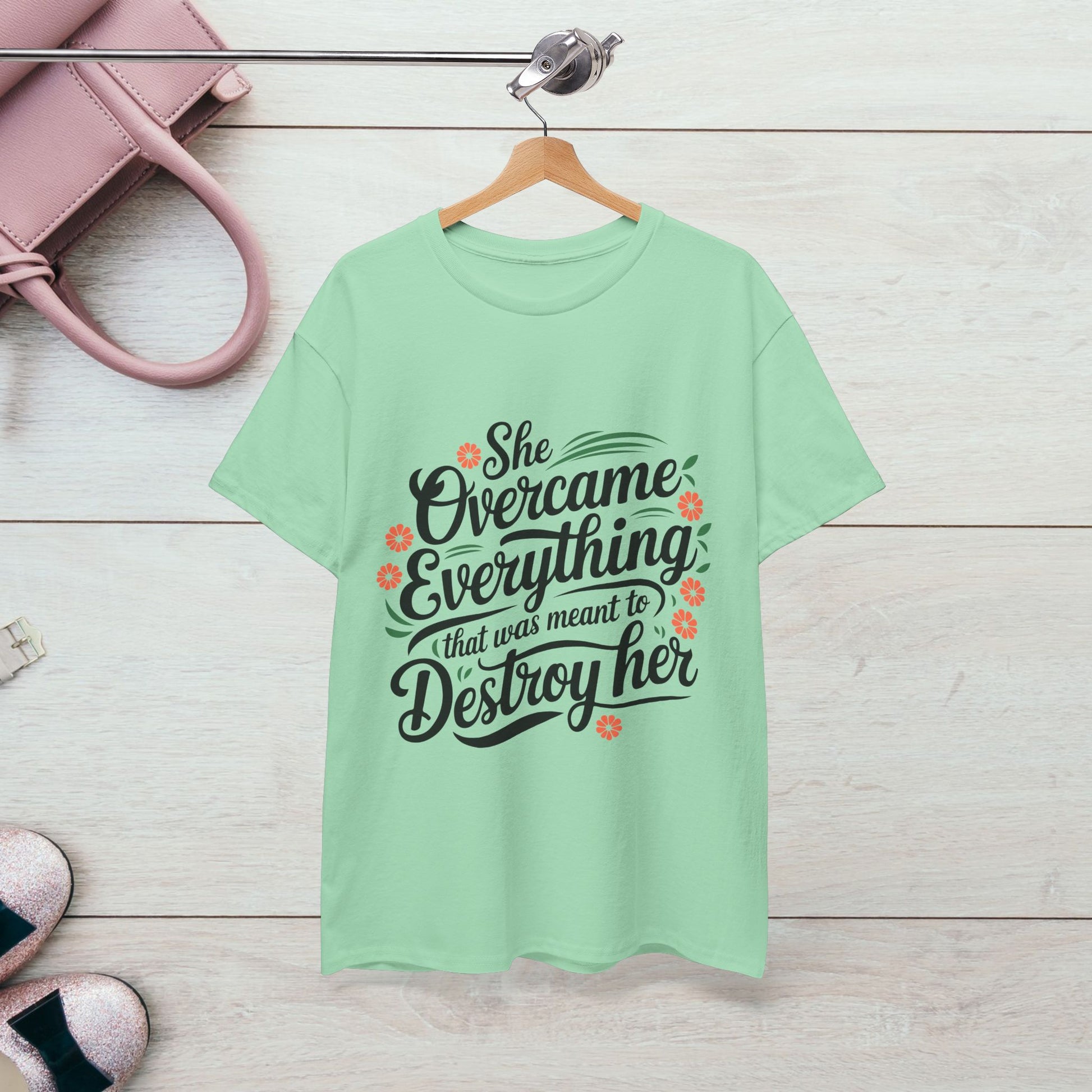 Empowering Women's Quote Unisex Heavy Cotton Tee - 'She Overcame Everything' - GULLYDESIGN