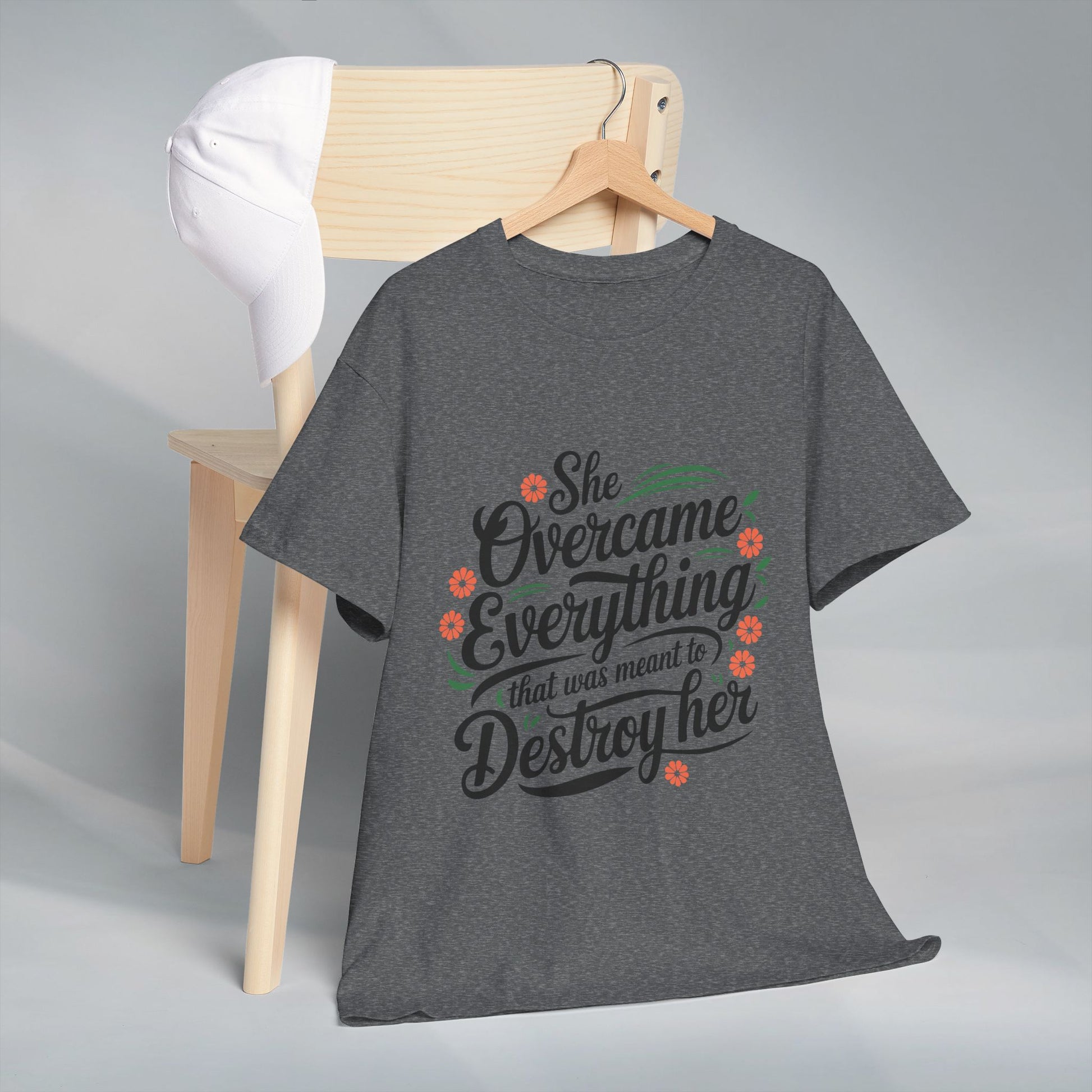 Empowering Women's Quote Unisex Heavy Cotton Tee - 'She Overcame Everything' - GULLYDESIGN