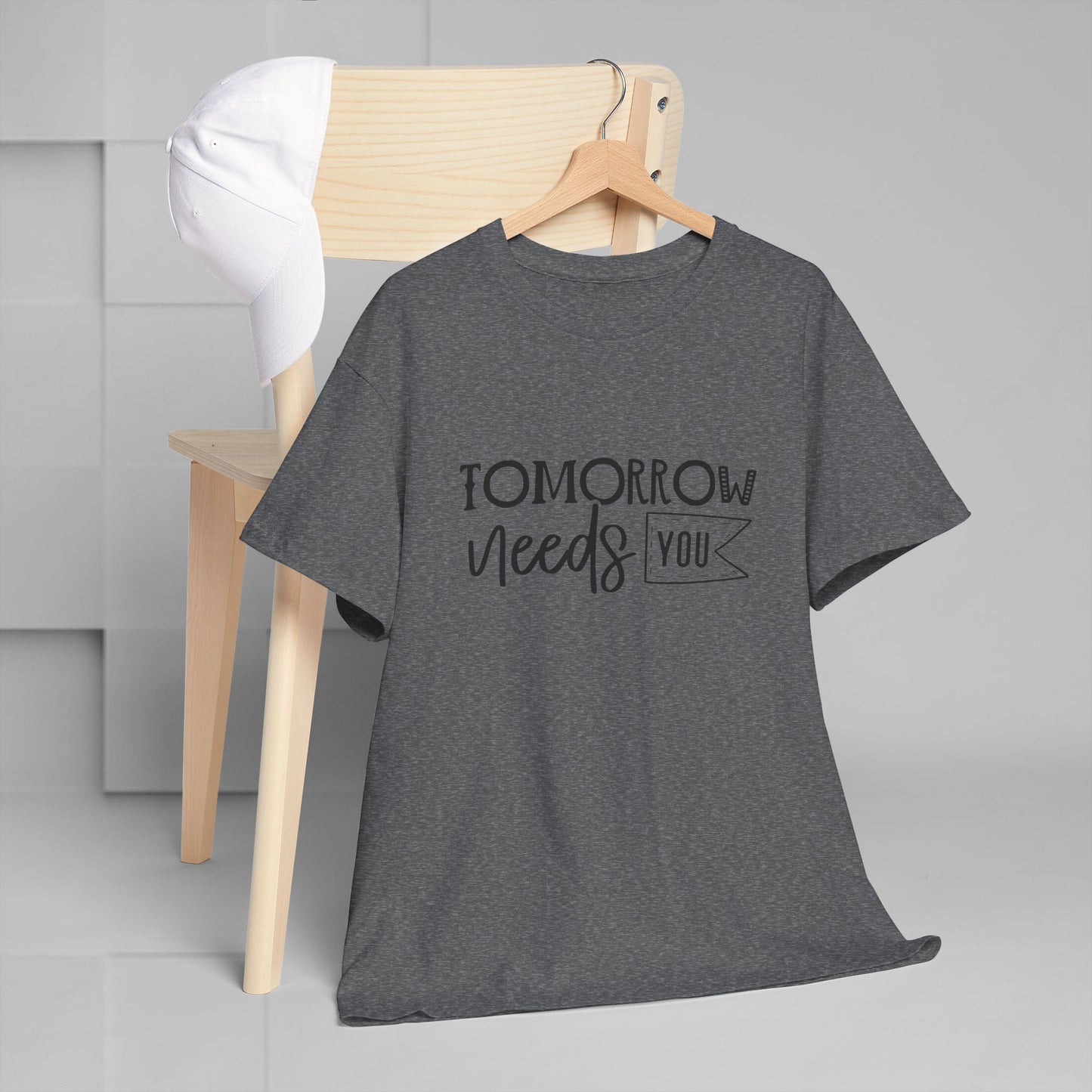 Inspirational Unisex Heavy Cotton Tee - 'Tomorrow Needs You'