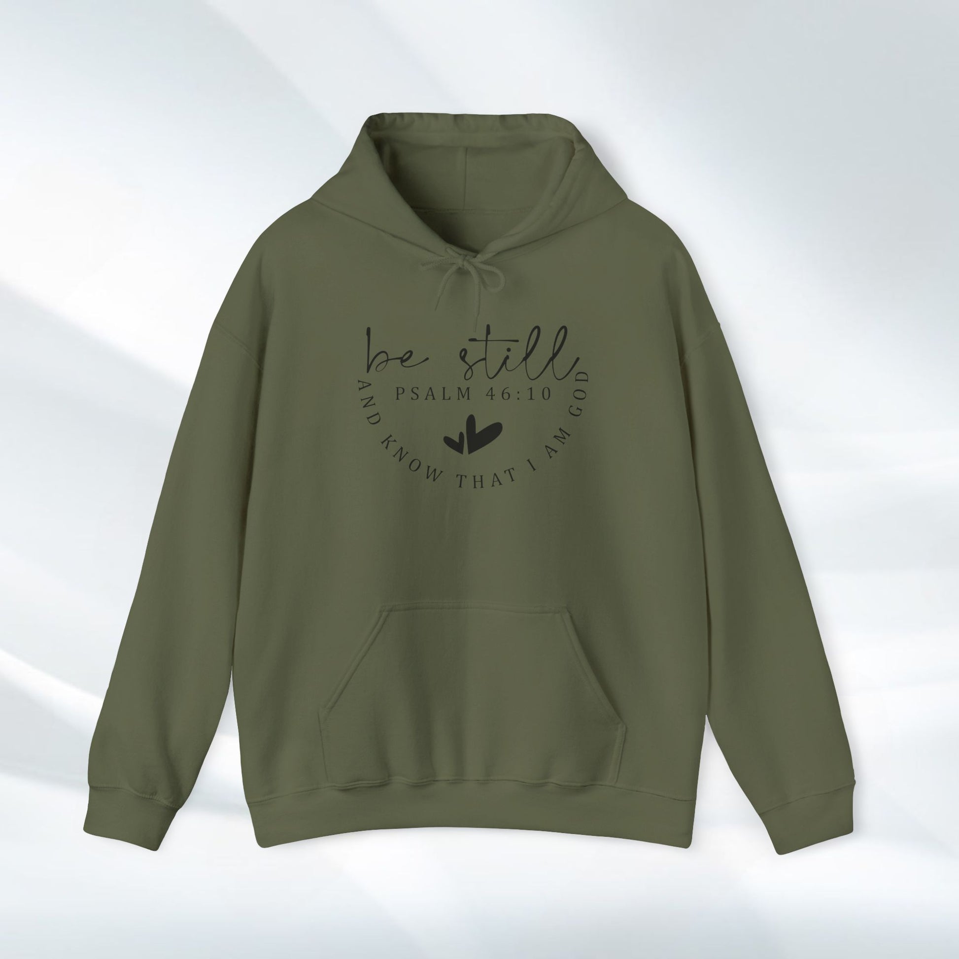 Inspirational Hoodie - Be Still Psalm 46:10 Heavy Blend Sweatshirt - GULLYDESIGN