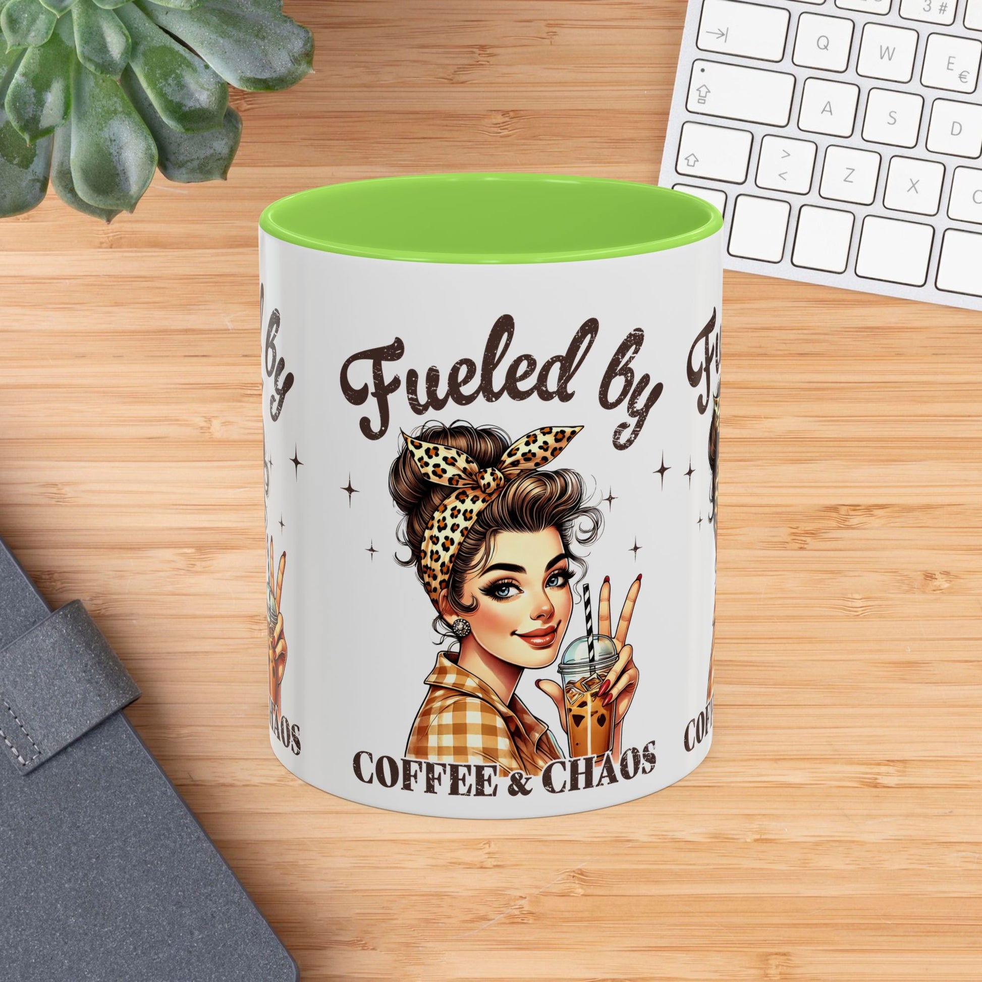 Colorful Coffee Mug - "Fueled by Coffee & Chaos" - Fun & Trendy Drinkware for Coffee Lovers - GULLYDESIGN