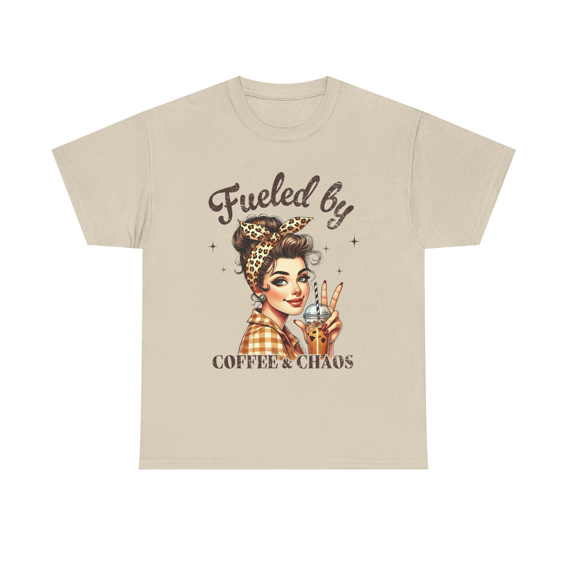 Fueled by Coffee & Chaos Unisex Tee - Fun Graphic Shirt for Coffee Lovers - GULLYDESIGN