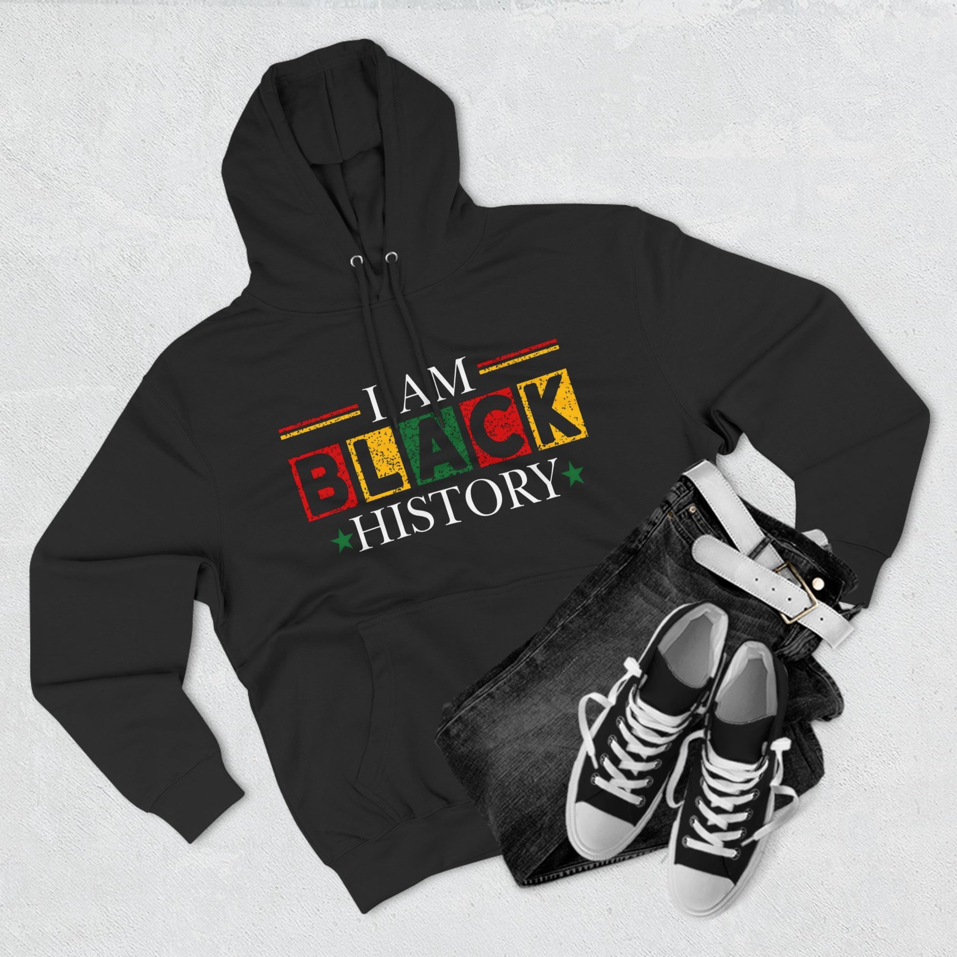 Black History Three-Panel Fleece Hoodie - Celebrate Identity & Culture - GULLYDESIGN