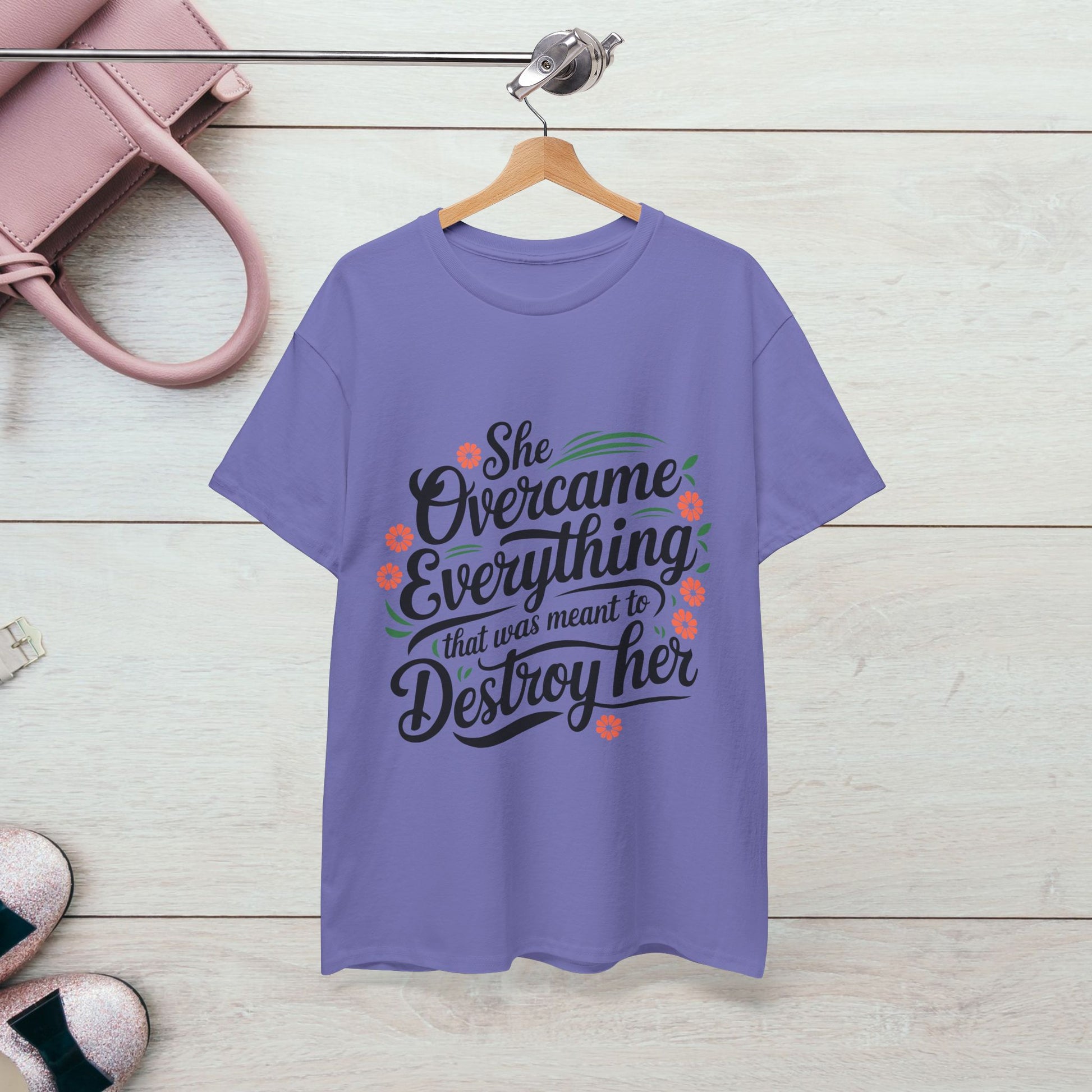 Empowering Women's Quote Unisex Heavy Cotton Tee - 'She Overcame Everything' - GULLYDESIGN