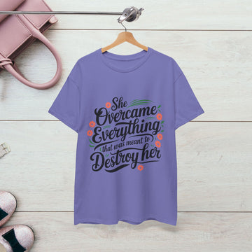 Empowering Women's Quote Unisex Heavy Cotton Tee - 'She Overcame Everything' - GULLYDESIGN