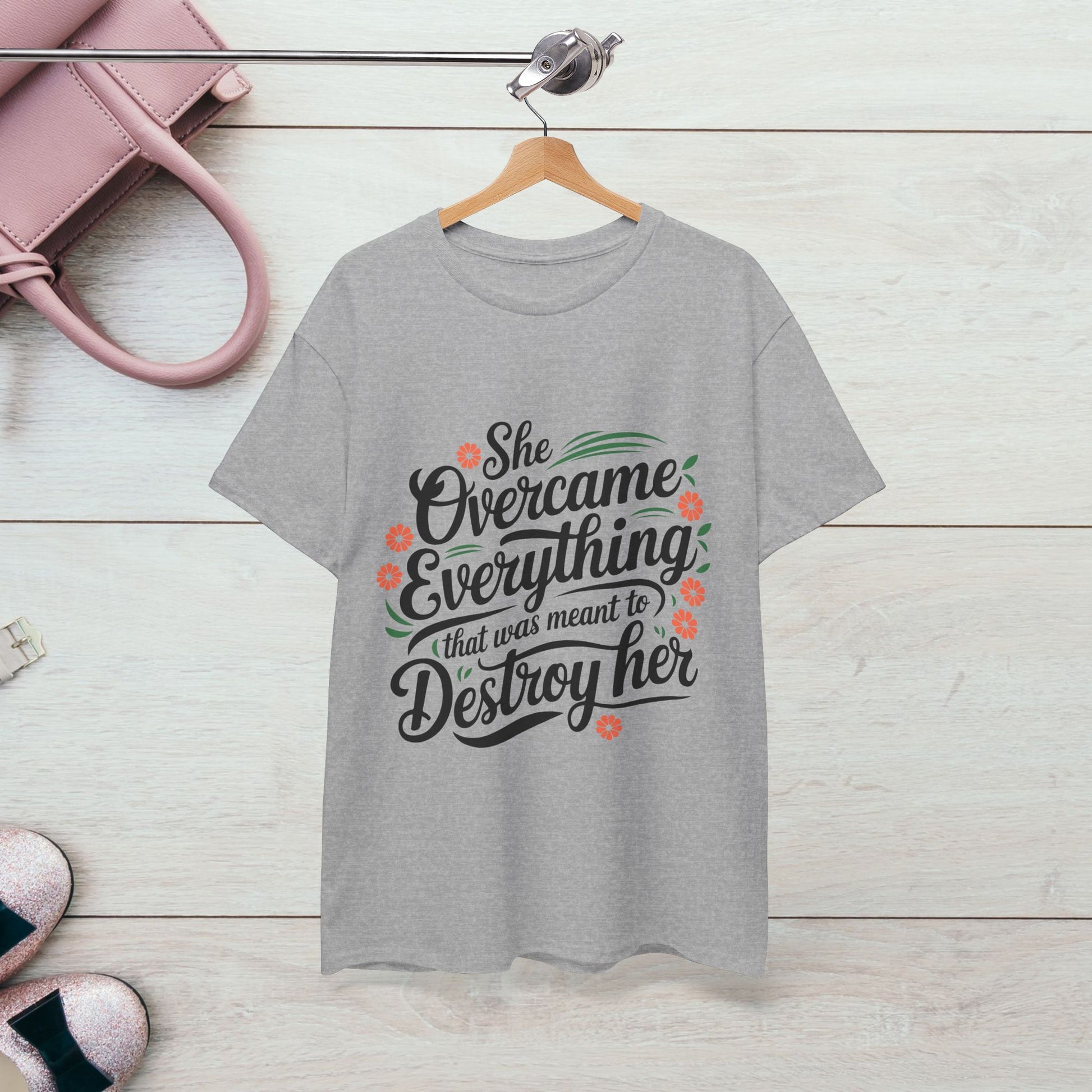 Empowering Women's Quote Unisex Heavy Cotton Tee - 'She Overcame Everything' - GULLYDESIGN
