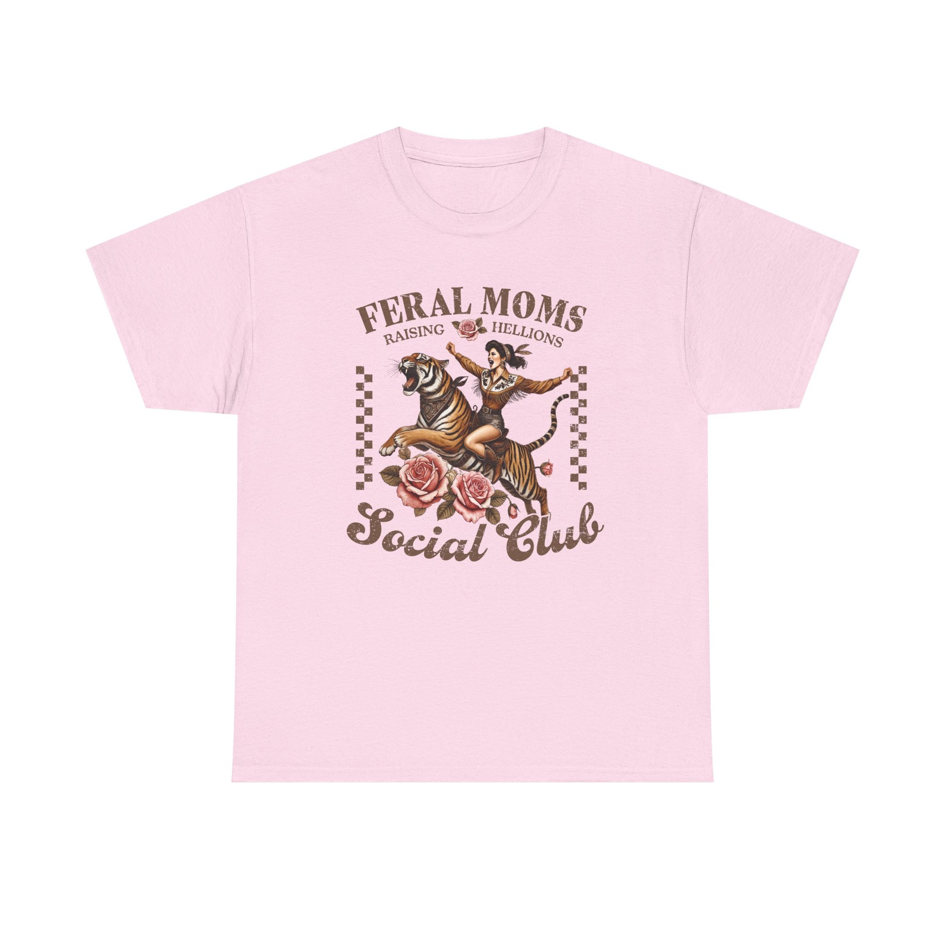 Feral Moms Social Club Tee - Unisex Heavy Cotton T-Shirt for Fun & Rebellious Moms - GULLYDESIGN