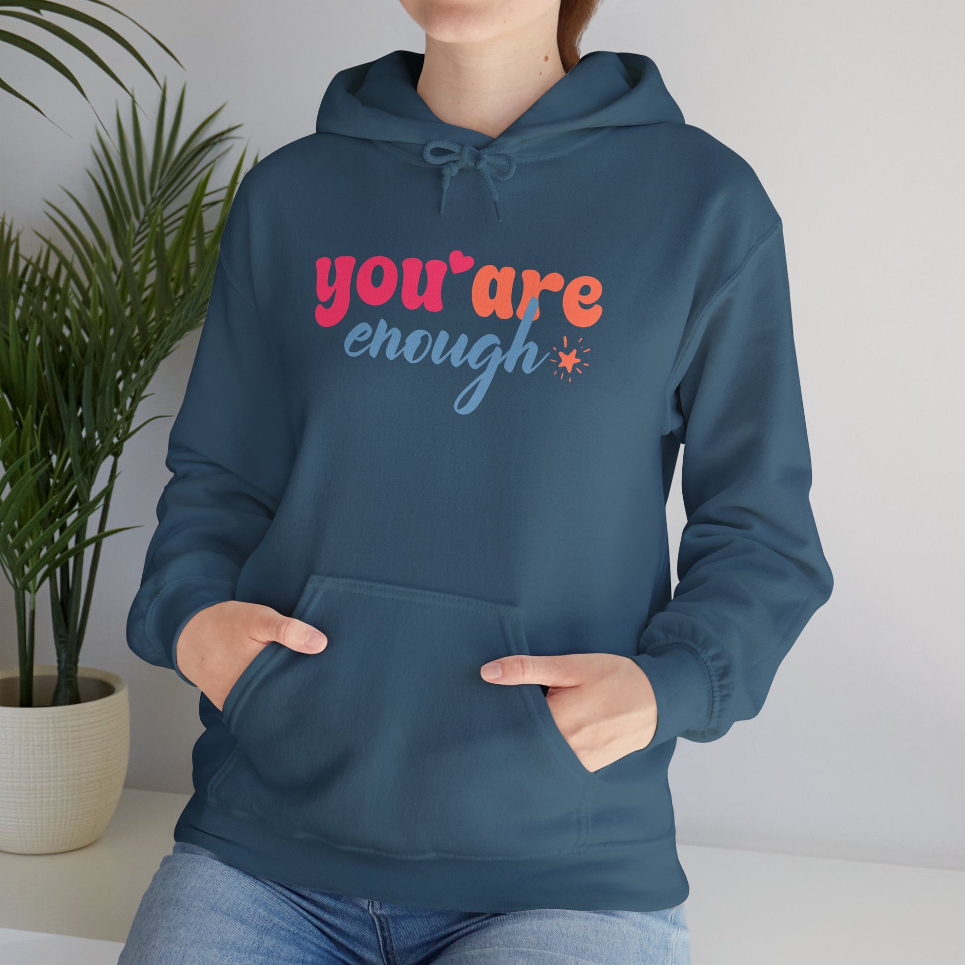 Inspirational Unisex Hoodie - 'You Are Enough' Motivational Sweatshirt for Self-Love & Positivity - GULLYDESIGN