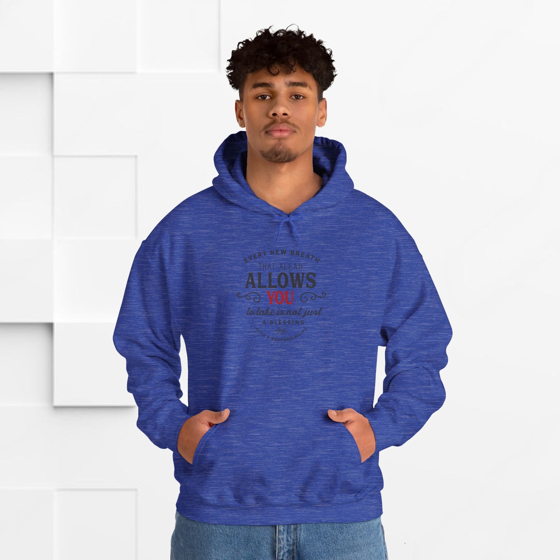 "Every New Breath is a Blessing & a Responsibility"  Unisex Heavy Blend™ Hooded Sweatshirt – Inspirational Islamic Quote - GULLYDESIGN