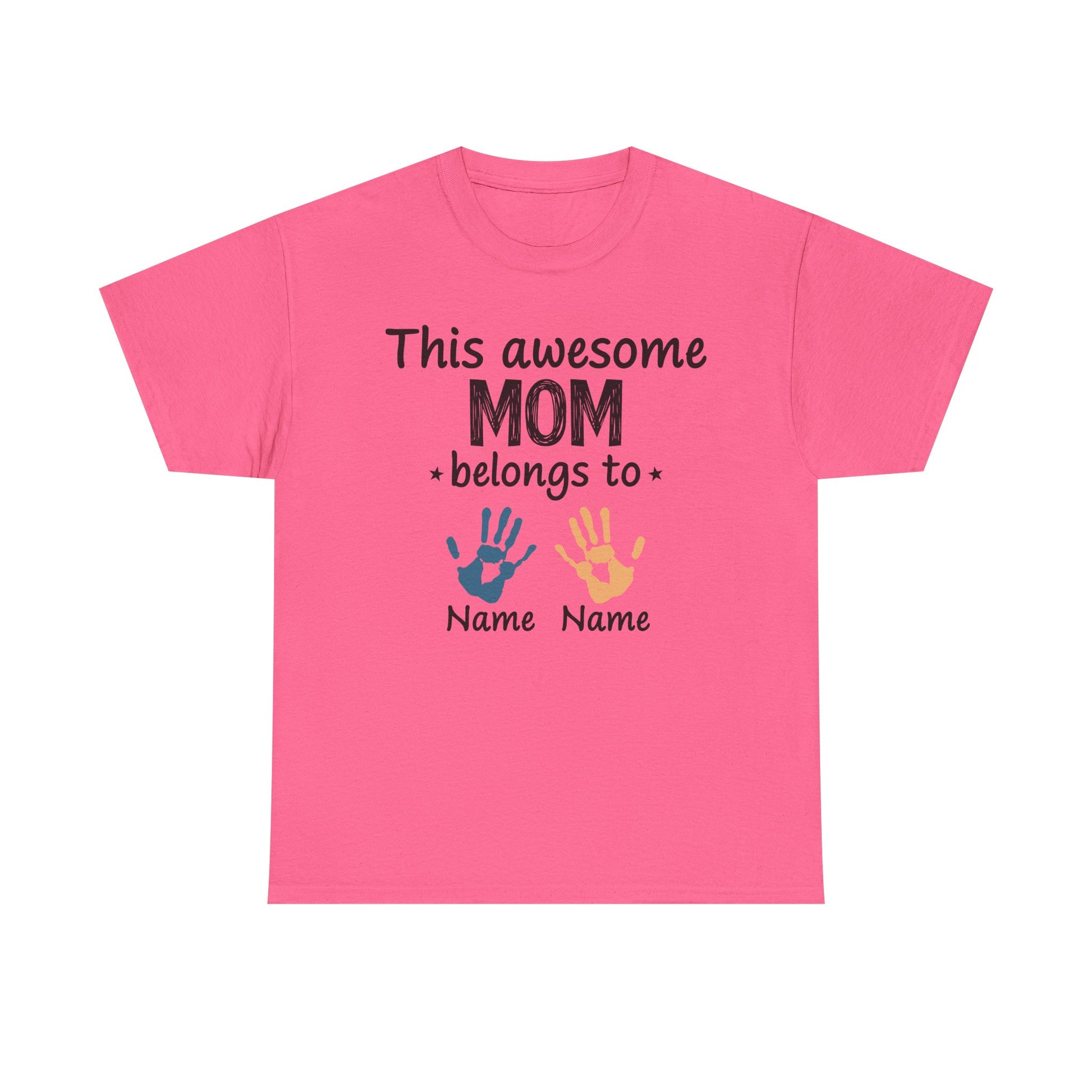 Custom "This Awesome MOM Belongs To" Unisex Heavy Cotton Tee - Perfect Gift for Mother's Day and Family Celebrations - GULLYDESIGN