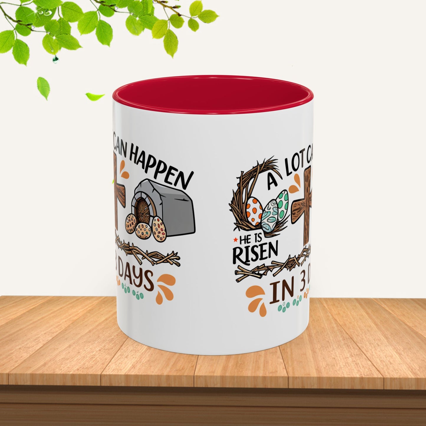 Inspirational Easter Mug - "A Lot Can Happen in 3 Days" - Colorful 11oz & 15oz Coffee Cup - GULLYDESIGN