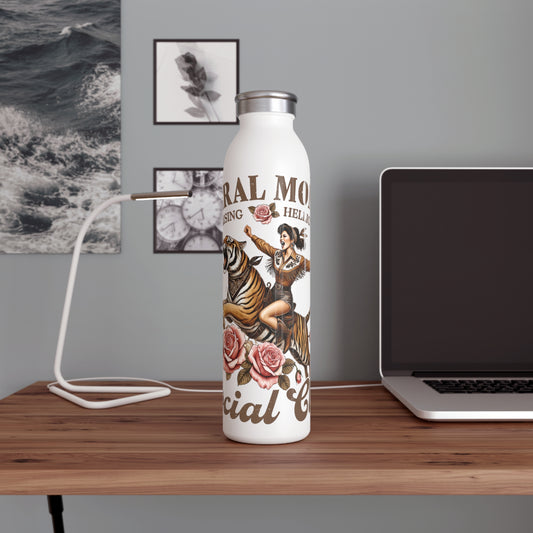 Feral Mom Slim Water Bottle - Stylish & Functional Hydro Flask for Active Moms - GULLYDESIGN