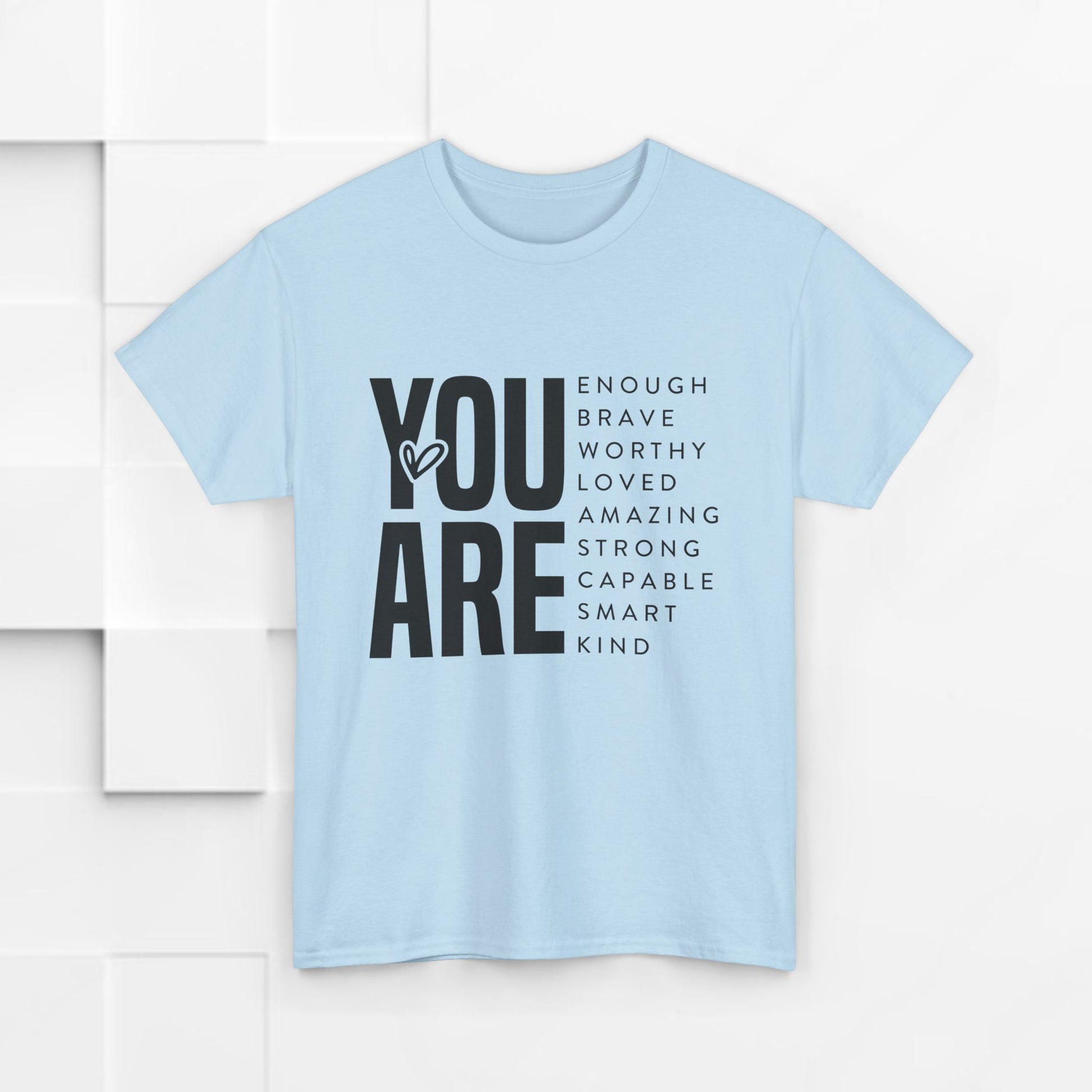 You Are Enough Unisex Heavy Cotton Tee | Inspirational Graphic Tee for Self-Love and Positivity - GULLYDESIGN