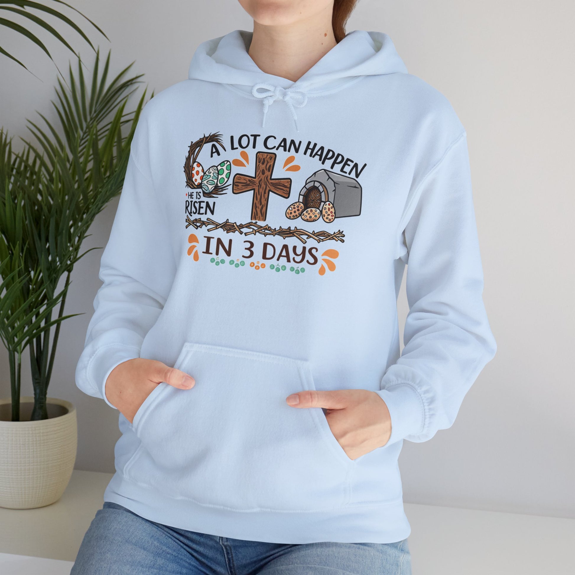 Inspirational Easter Hoodie - "A Lot Can Happen in 3 Days" - Unisex Heavy Blend Sweatshirt - GULLYDESIGN