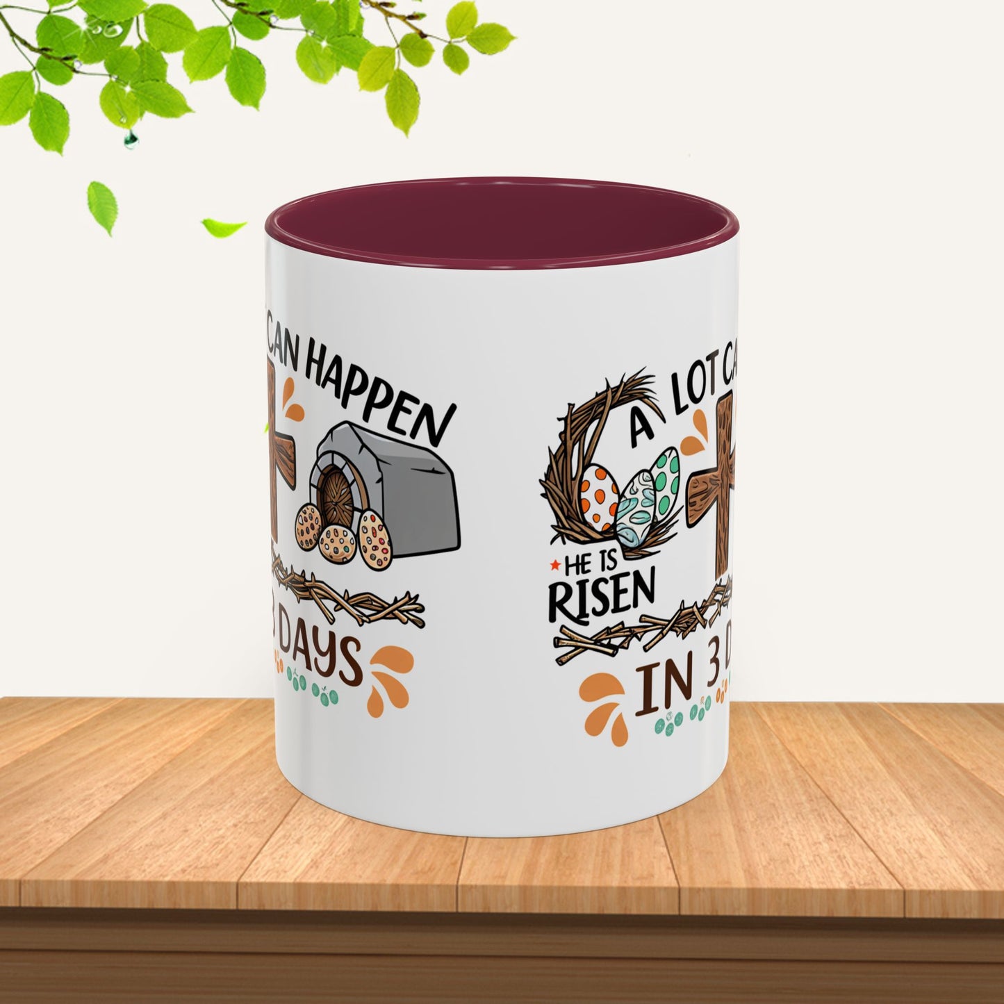 Inspirational Easter Mug - "A Lot Can Happen in 3 Days" - Colorful 11oz & 15oz Coffee Cup - GULLYDESIGN