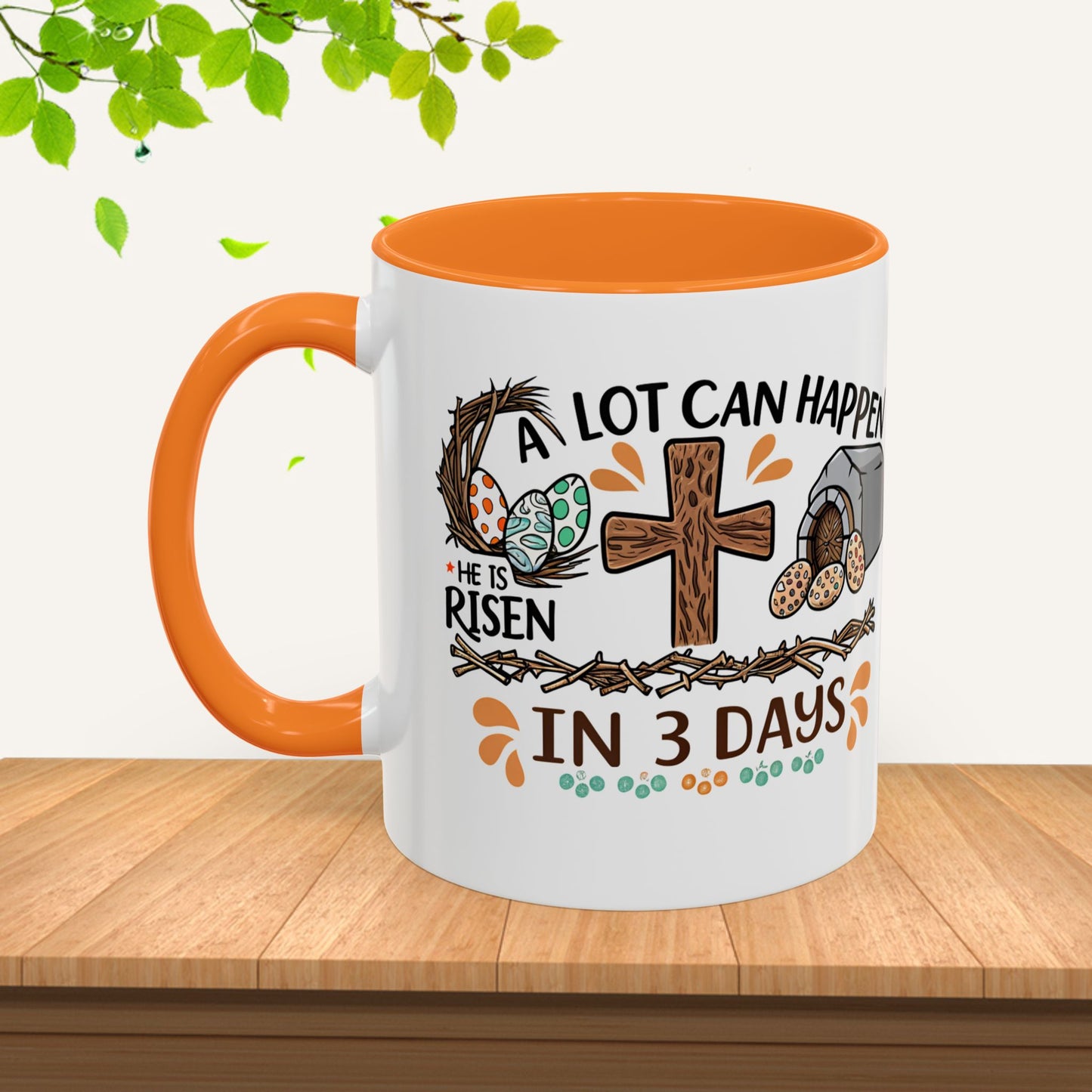 Inspirational Easter Mug - "A Lot Can Happen in 3 Days" - Colorful 11oz & 15oz Coffee Cup - GULLYDESIGN