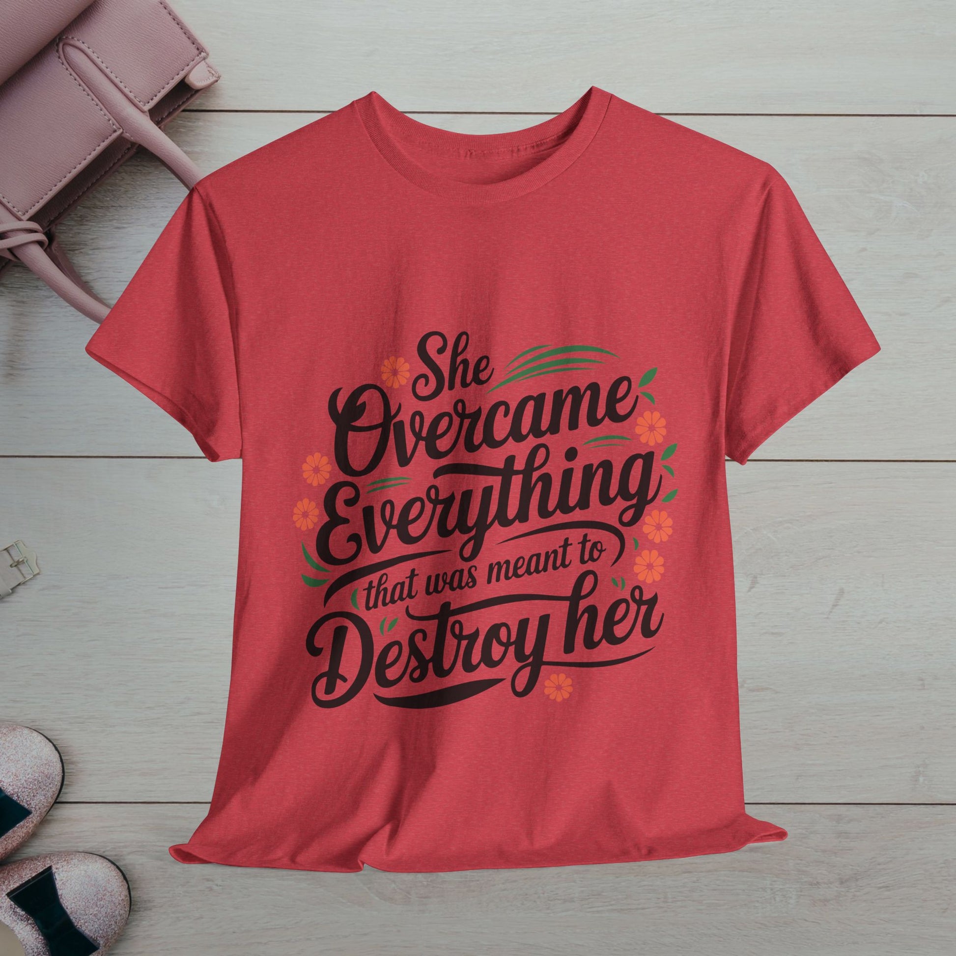 Empowering Women's Quote Unisex Heavy Cotton Tee - 'She Overcame Everything' - GULLYDESIGN