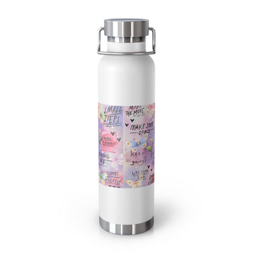 Inspirational Copper Insulated Water Bottle - 22oz - Motivational Quotes & Colorful Design - GULLYDESIGN