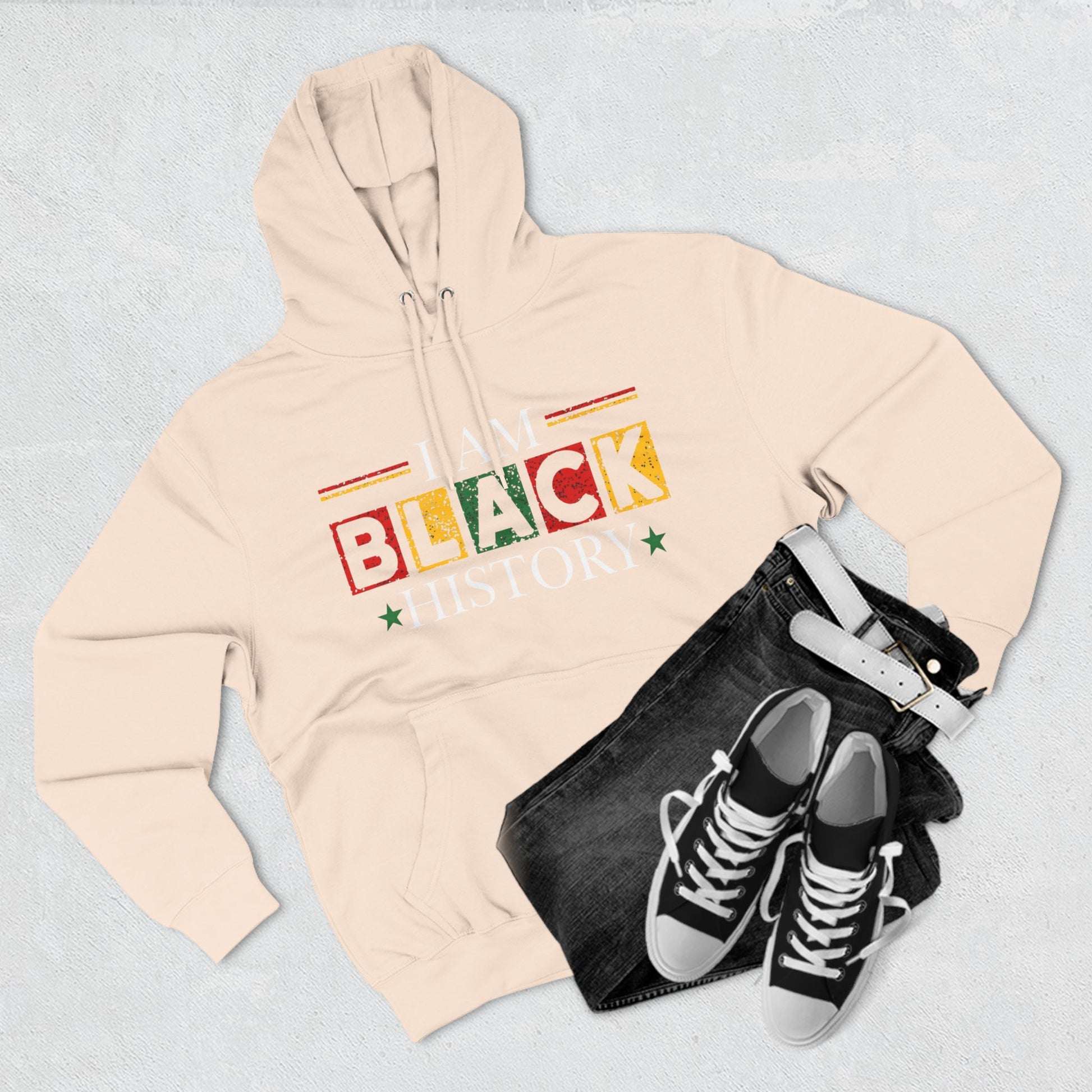 Black History Three-Panel Fleece Hoodie - Celebrate Identity & Culture - GULLYDESIGN