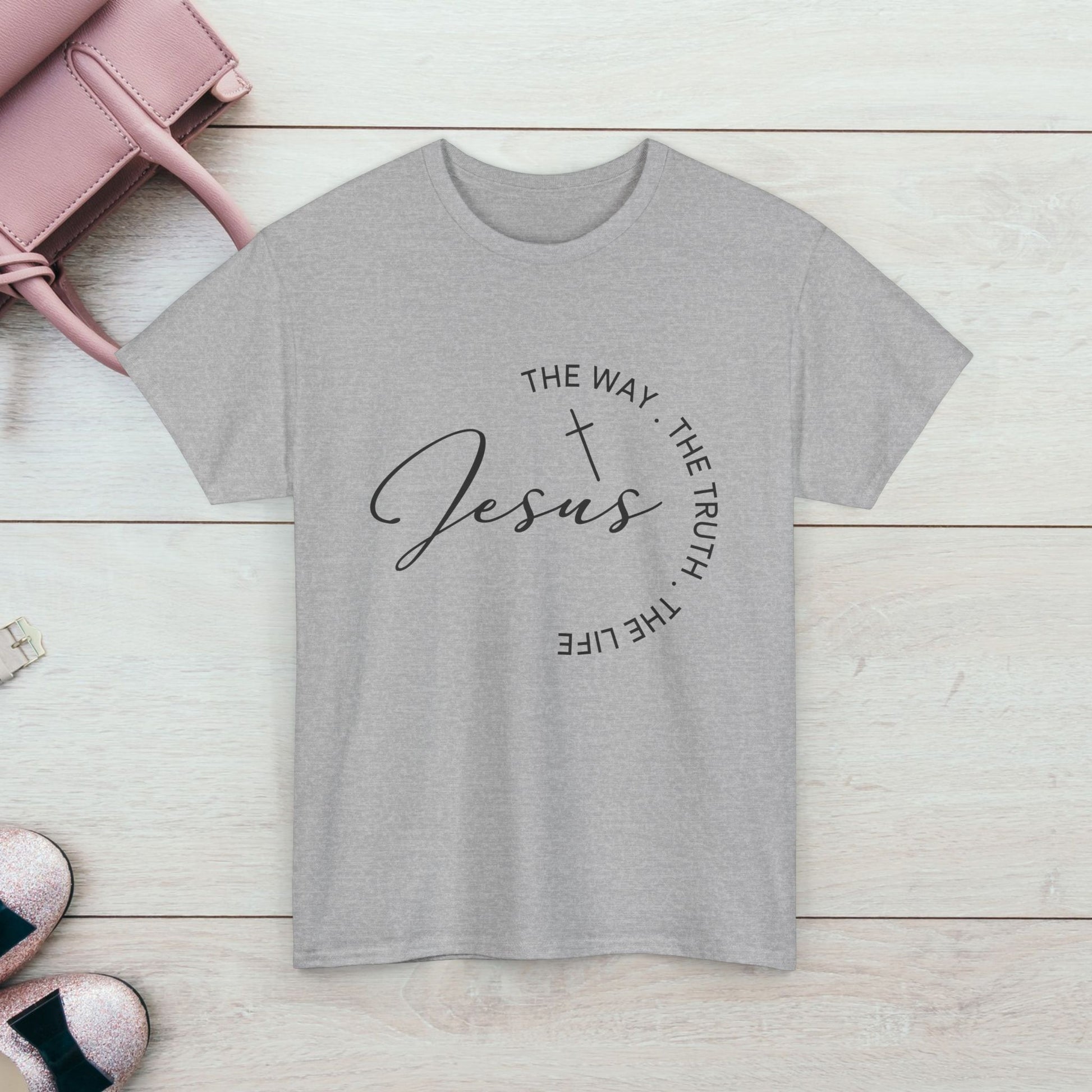 Faith-Inspired Unisex Heavy Cotton Tee - 'The Way, The Truth, The Life' - GULLYDESIGN