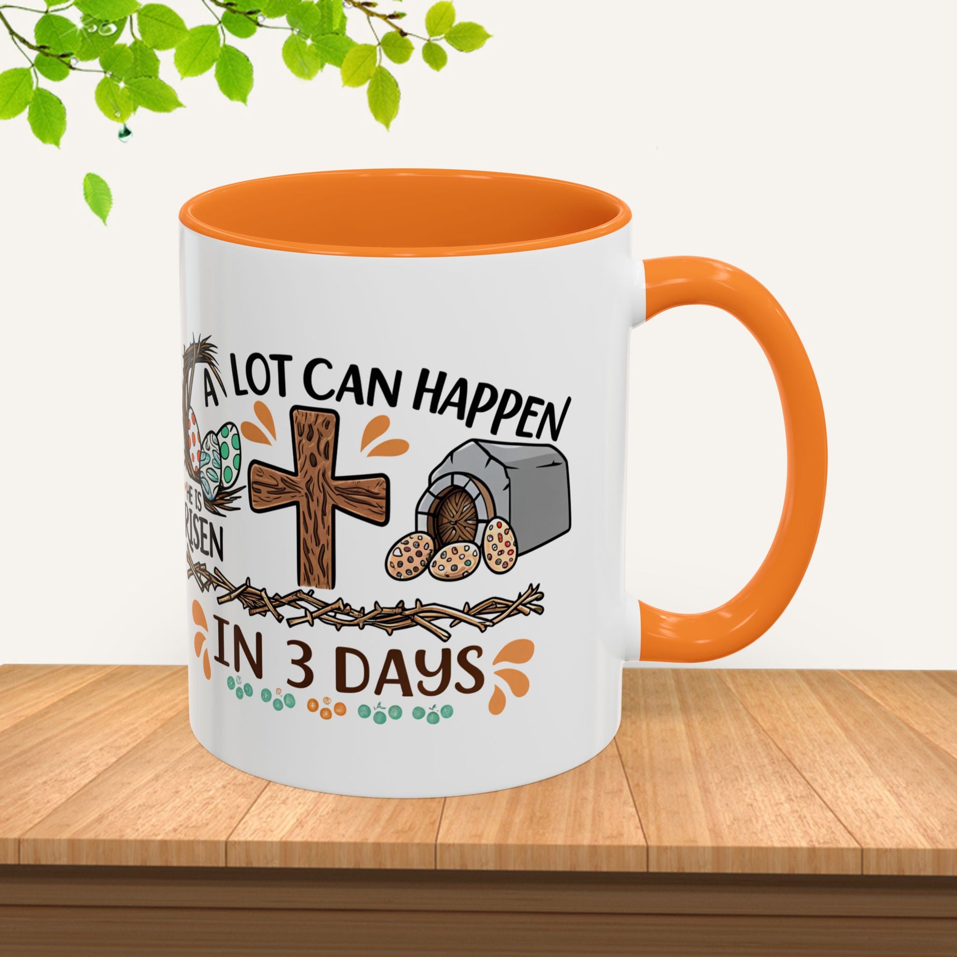 Inspirational Easter Mug - "A Lot Can Happen in 3 Days" - Colorful 11oz & 15oz Coffee Cup - GULLYDESIGN