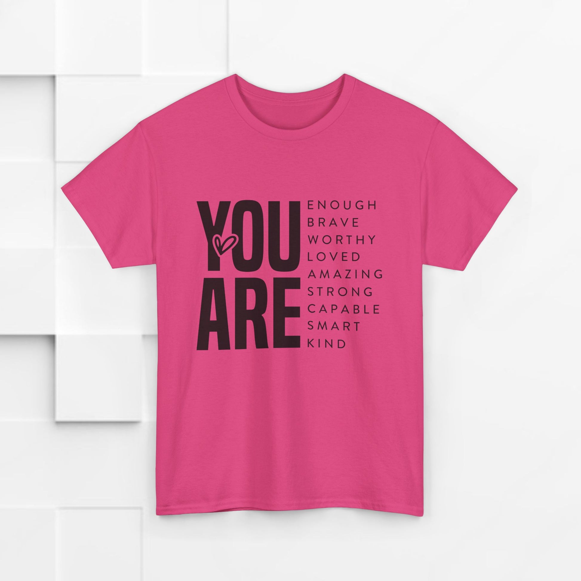 You Are Enough Unisex Heavy Cotton Tee | Inspirational Graphic Tee for Self-Love and Positivity - GULLYDESIGN