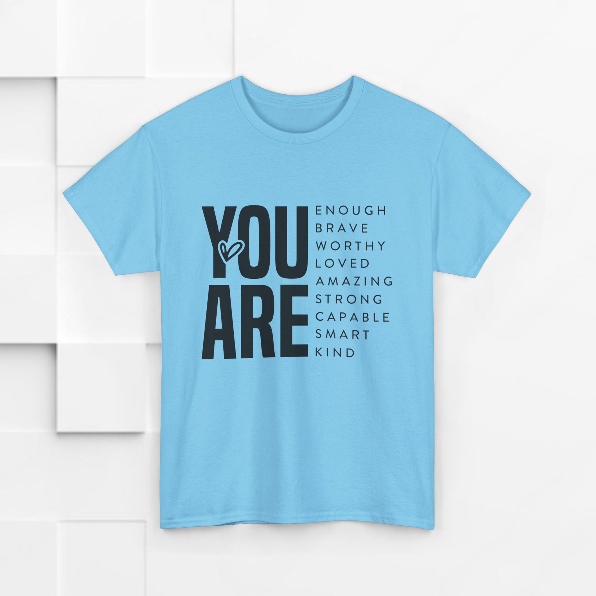 You Are Enough Unisex Heavy Cotton Tee | Inspirational Graphic Tee for Self-Love and Positivity - GULLYDESIGN