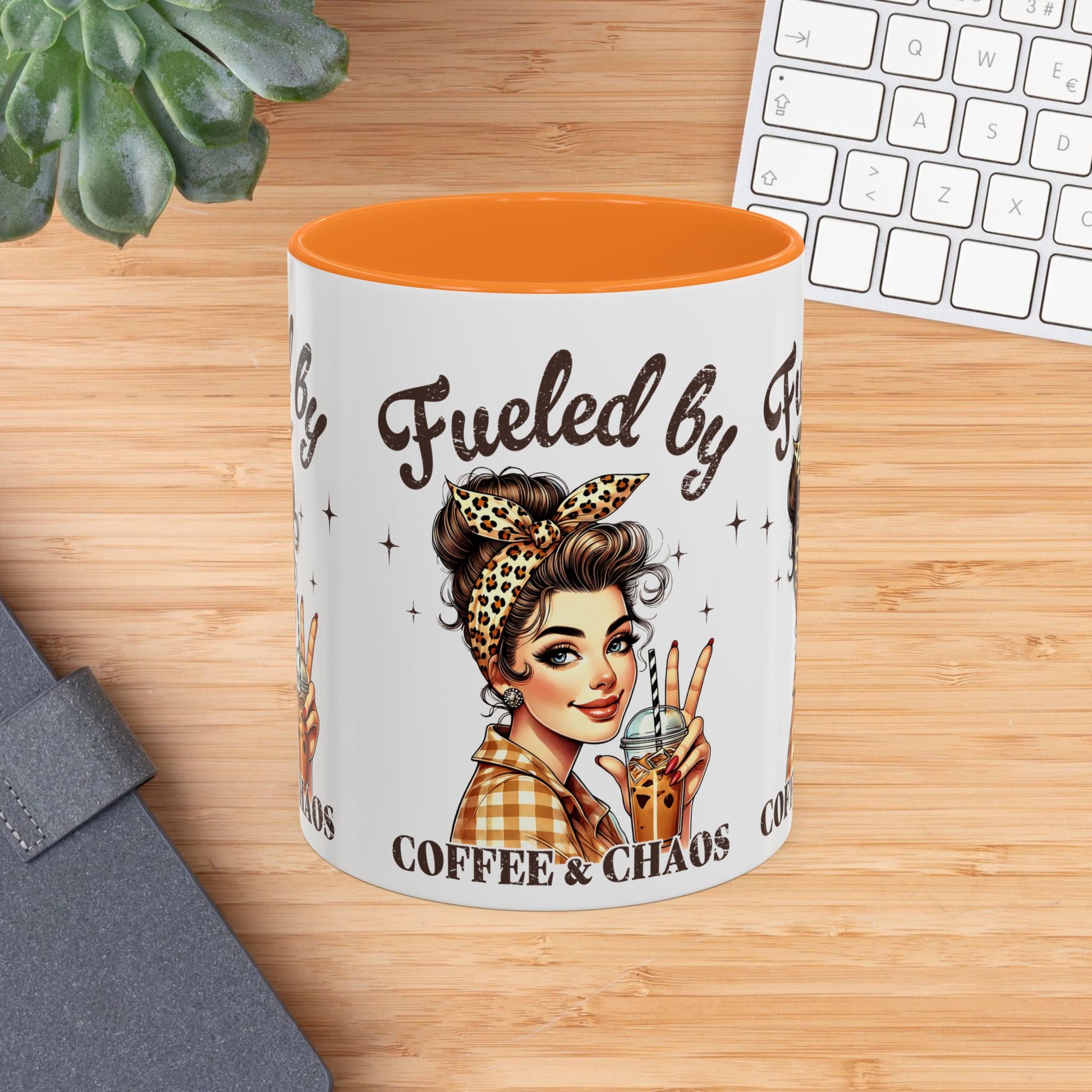 Colorful Coffee Mug - "Fueled by Coffee & Chaos" - Fun & Trendy Drinkware for Coffee Lovers - GULLYDESIGN
