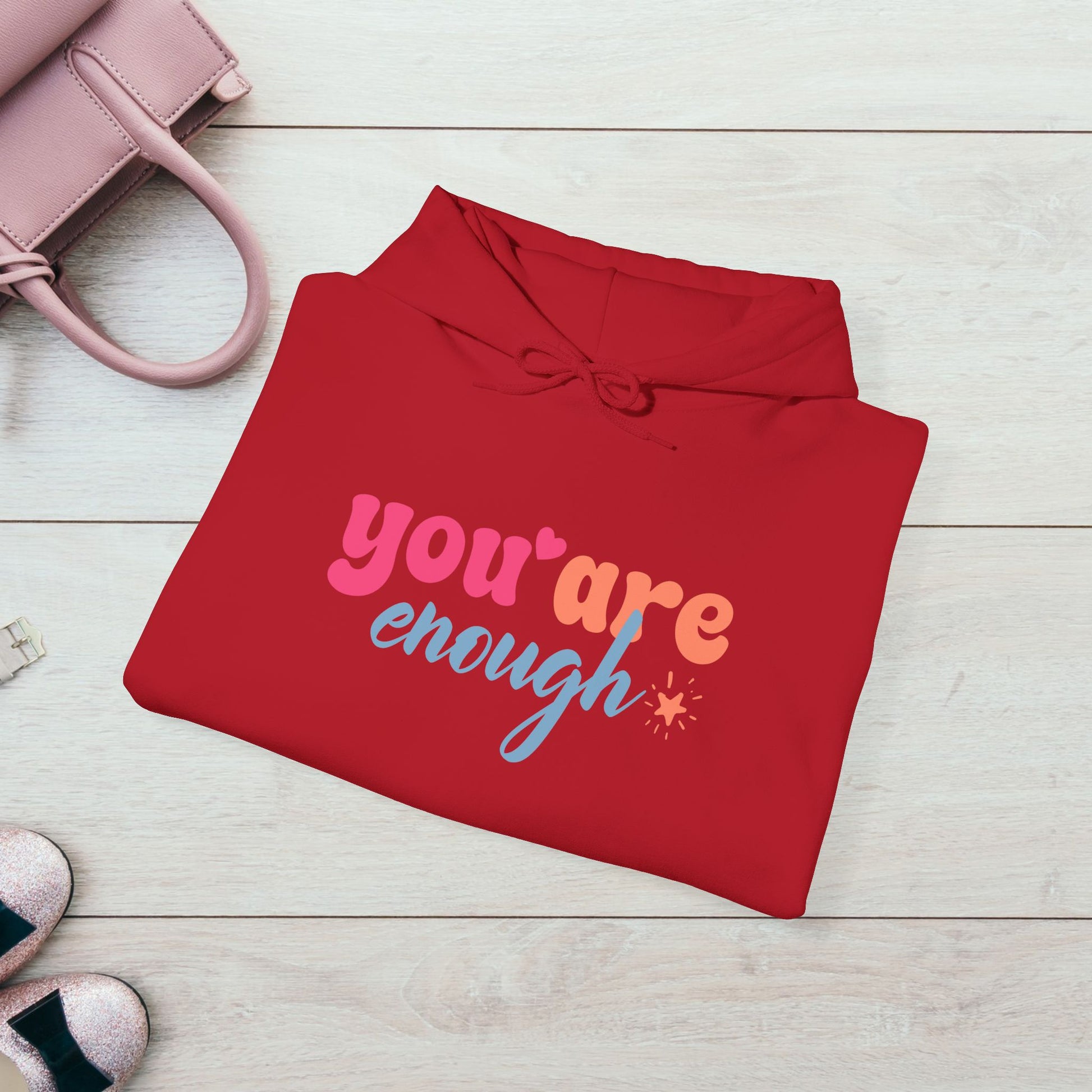 Inspirational Unisex Hoodie - 'You Are Enough' Motivational Sweatshirt for Self-Love & Positivity - GULLYDESIGN