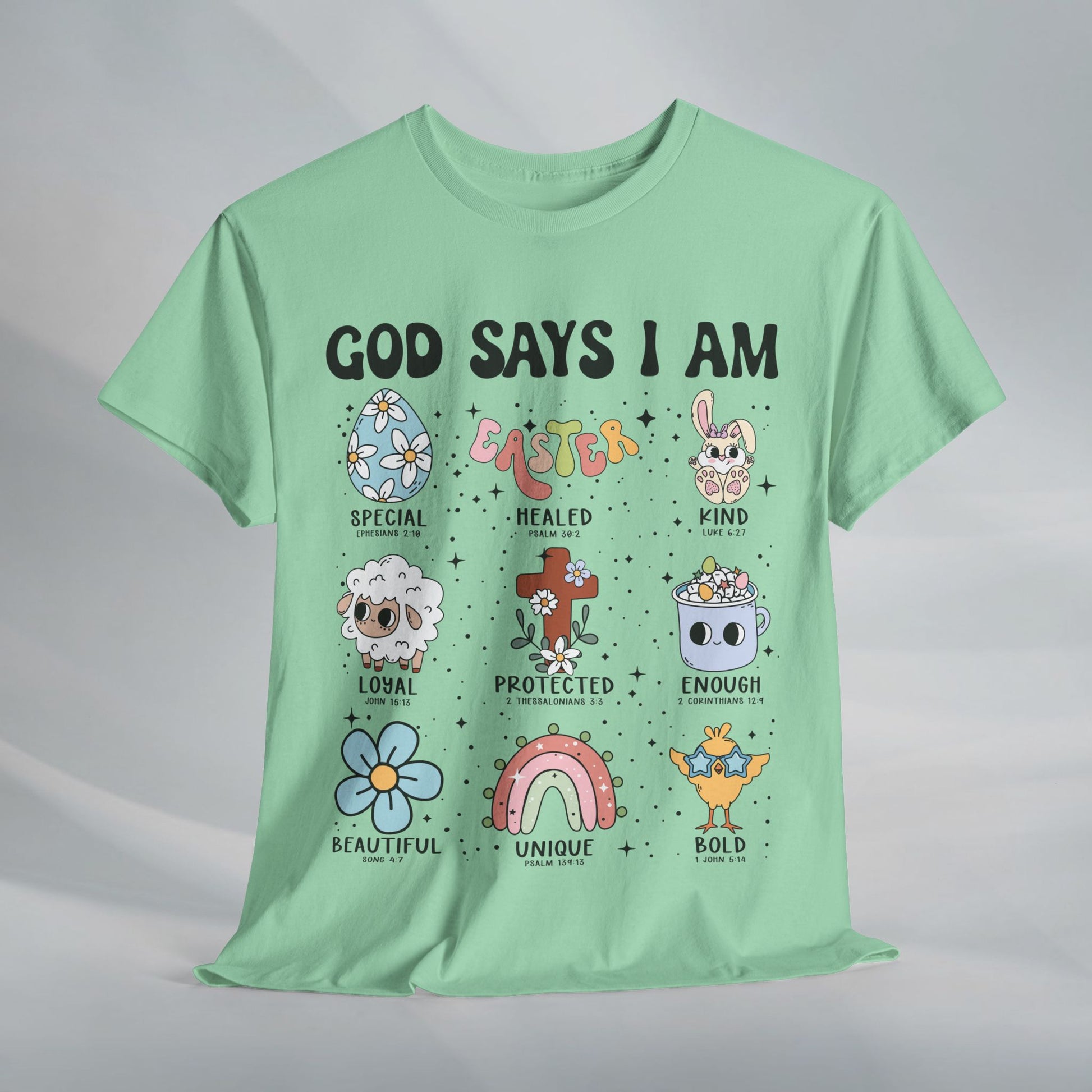 God Says I Am Unisex Heavy Cotton Tee - Inspirational Graphic T-Shirt - GULLYDESIGN