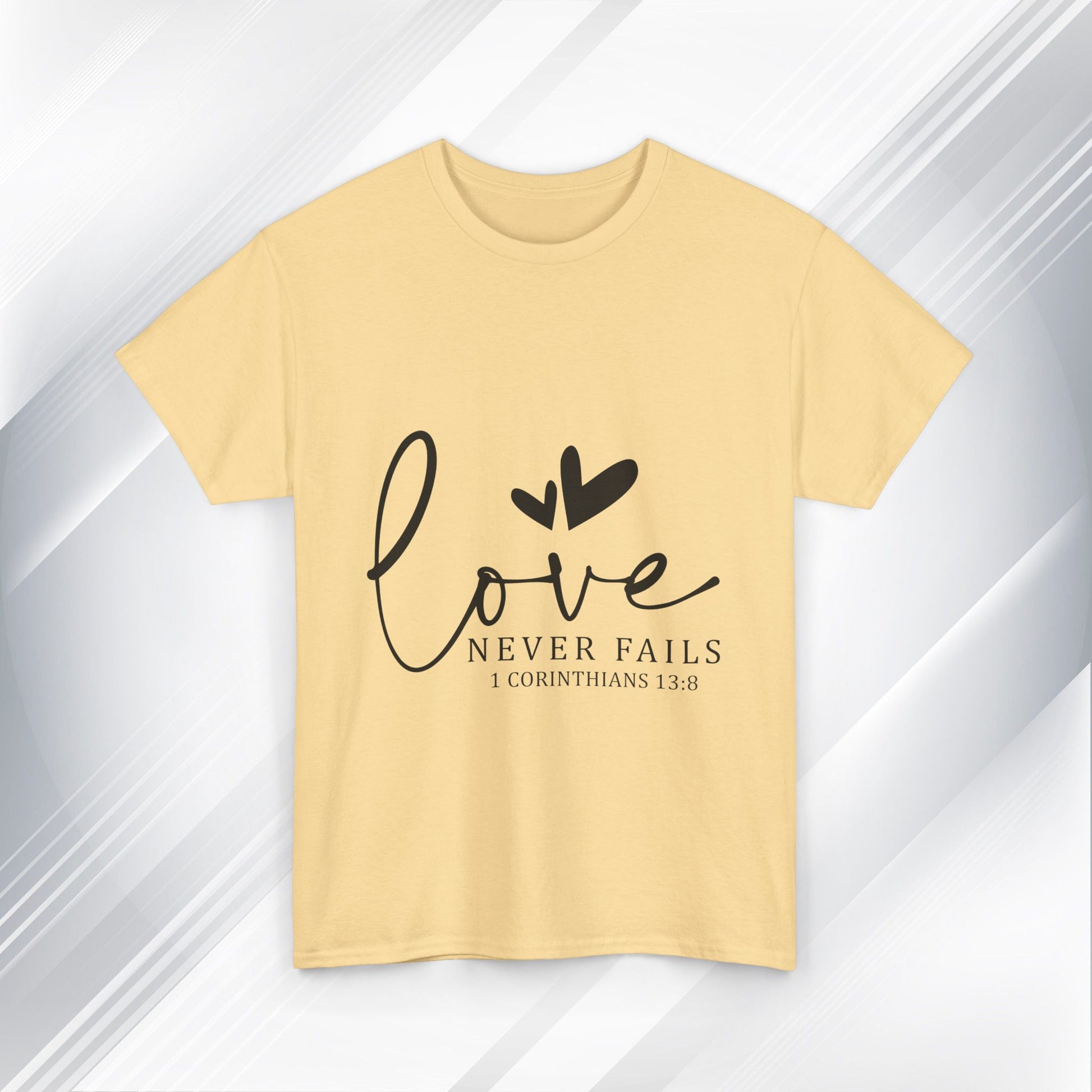 Love Never Fails Unisex Heavy Cotton Tee - Inspirational Christian T-Shirt - GULLYDESIGN
