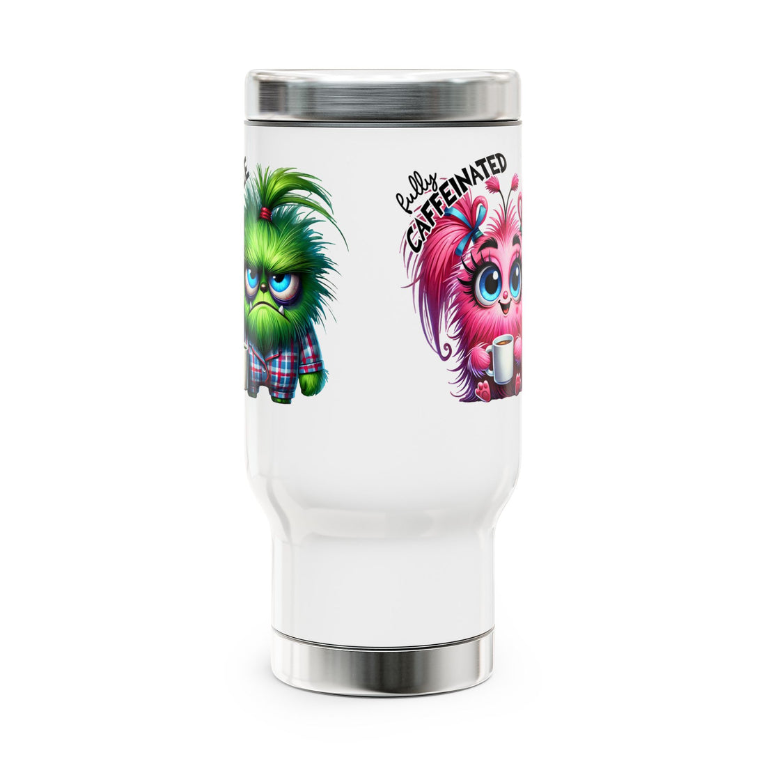 Funny Caffeinated Stainless Steel Travel Mug - 14oz  | Perfect Coffee Lover Gift