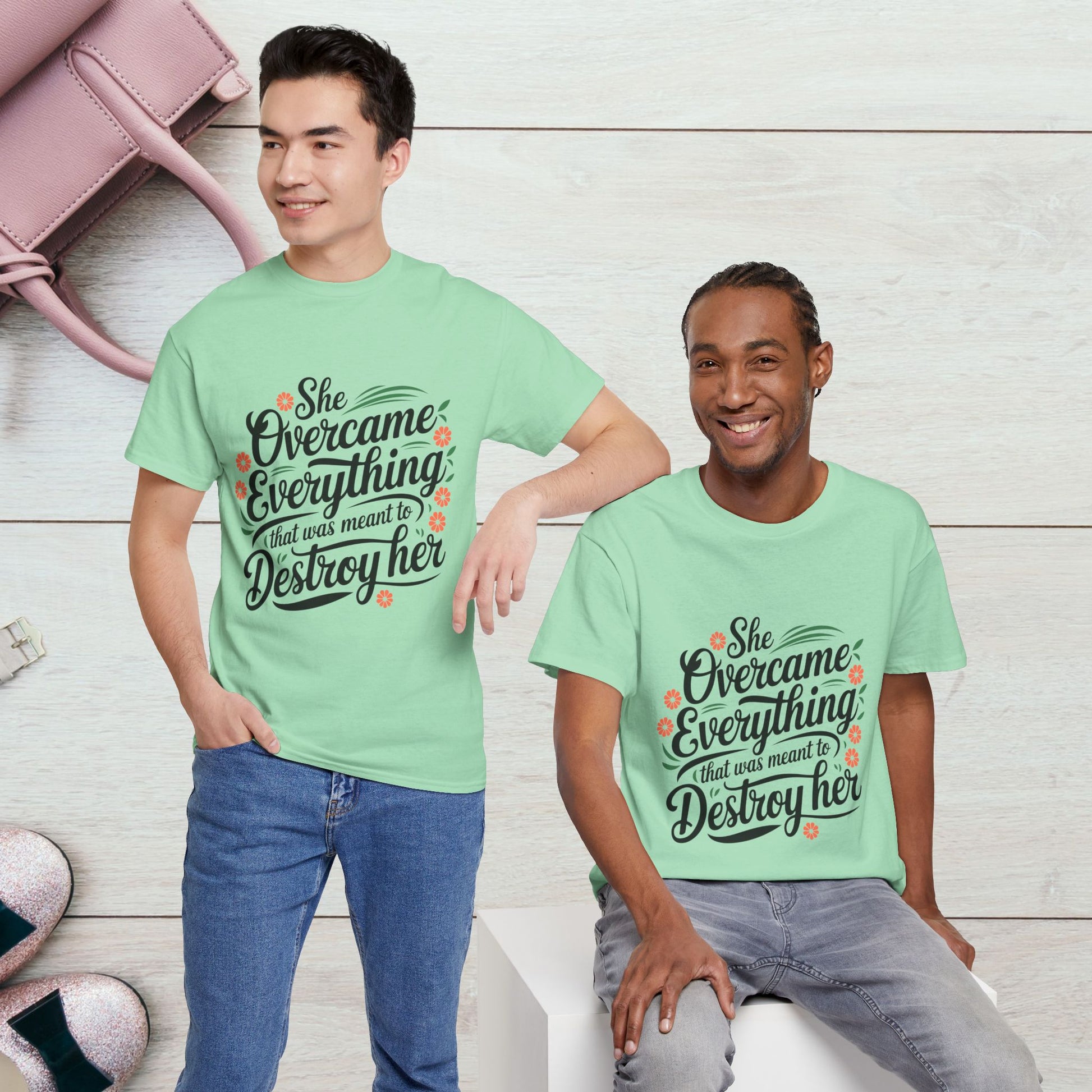 Empowering Women's Quote Unisex Heavy Cotton Tee - 'She Overcame Everything' - GULLYDESIGN