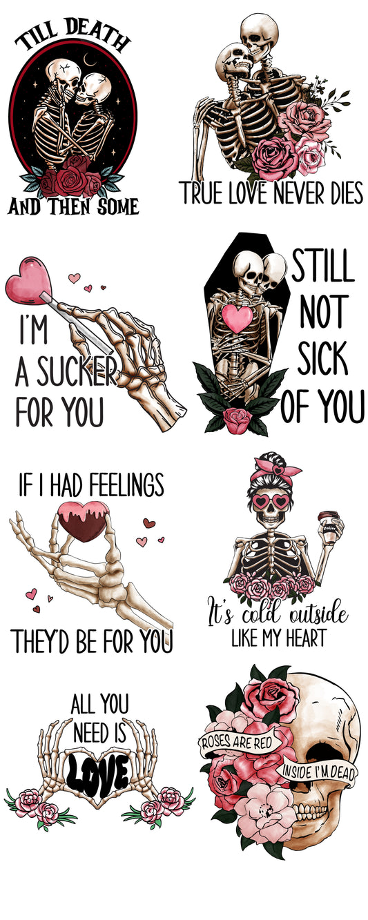 Skeleton Valentine's Day Gang Sheet 22x 50 - GULLYDESIGN