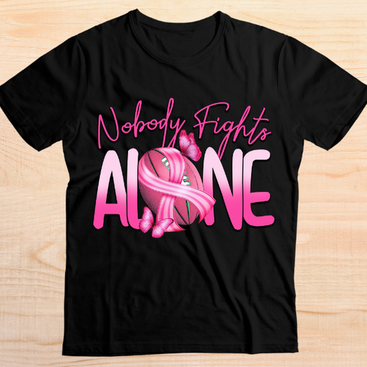 No One Fights Alone - Breast Cancer T-shirt - GULLYDESIGN