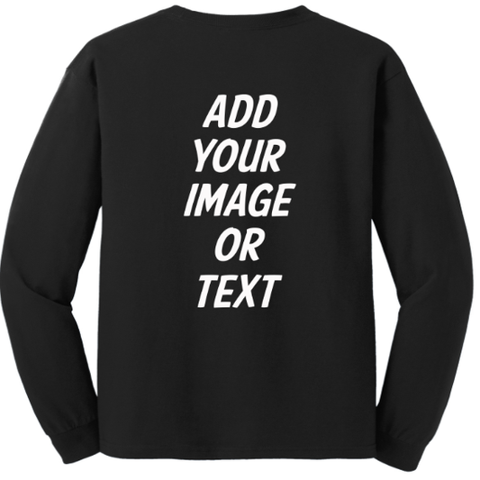 Custom order front, back and long sleeves design placement