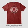 Red custom T-shirt back print example