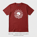 Red custom T-shirt front print example