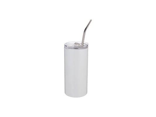 20 OZ Skinny Straight Stainless-Steel Tumbler with Straw & Lid (BLANK) - GULLYDESIGN
