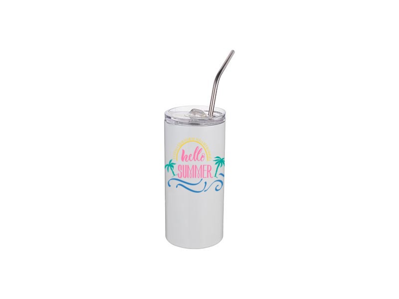 20 OZ Skinny Straight Stainless-Steel Tumbler with Straw & Lid (BLANK) - GULLYDESIGN
