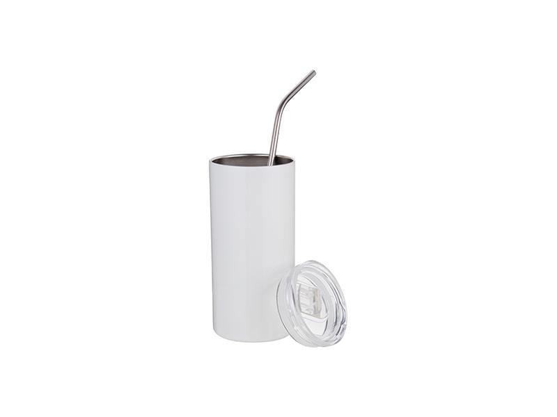 20 OZ Skinny Straight Stainless-Steel Tumbler with Straw & Lid (BLANK) - GULLYDESIGN