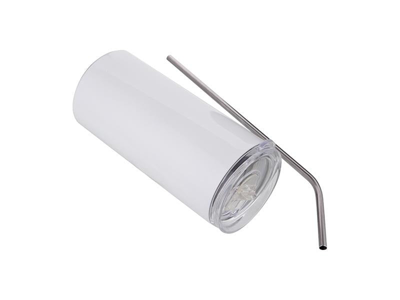 20 OZ Skinny Straight Stainless-Steel Tumbler with Straw & Lid (BLANK) - GULLYDESIGN