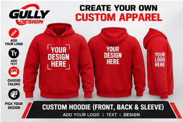 Gully Design custom hoodie front and back print mockup