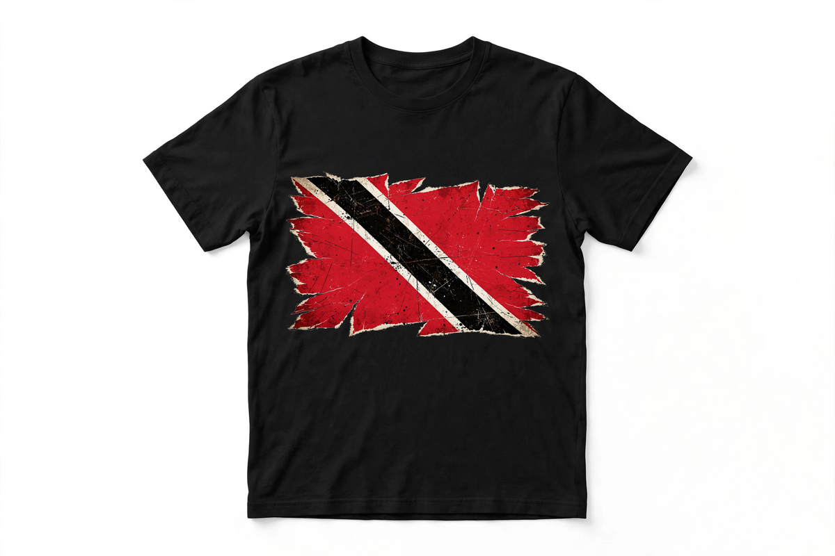 Trinidad flag distressed tee - black shirt