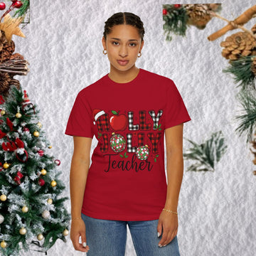 Holly Jolly Teacher T-Shirt | Christmas Teacher Tee, Holiday Classroom Shirt