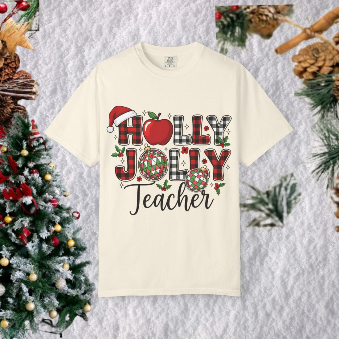 Holly Jolly Teacher T-Shirt | Christmas Teacher Tee, Holiday Classroom Shirt