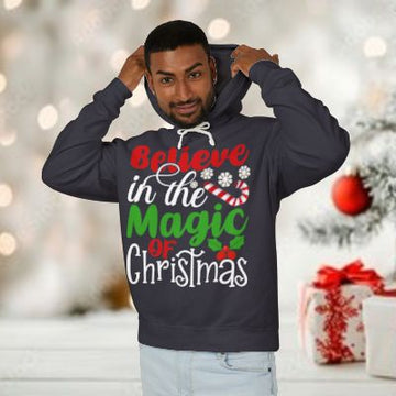 Believe in the Magic of Christmas Hoodie | Holiday Candy Cane & Holly Sweatshirt