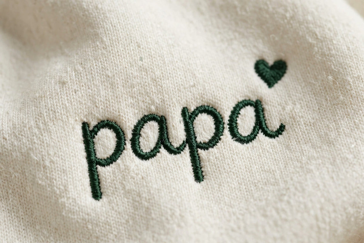 Papa embroidery closeup