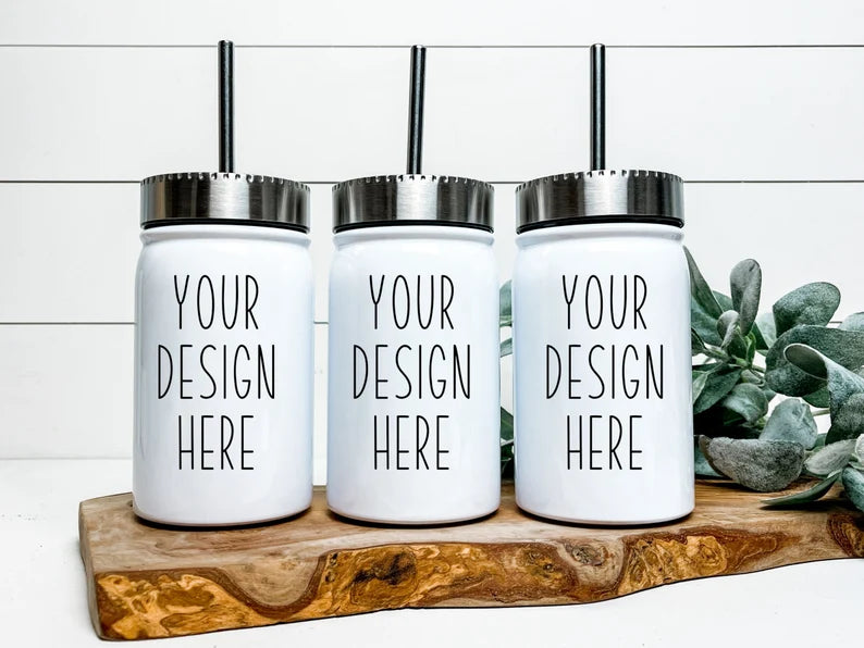 17 oz  Mason Jar Tumbler with/Straw and handle - GULLYDESIGN