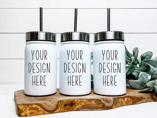 17 oz  Mason Jar Tumbler with/Straw and handle - GULLYDESIGN